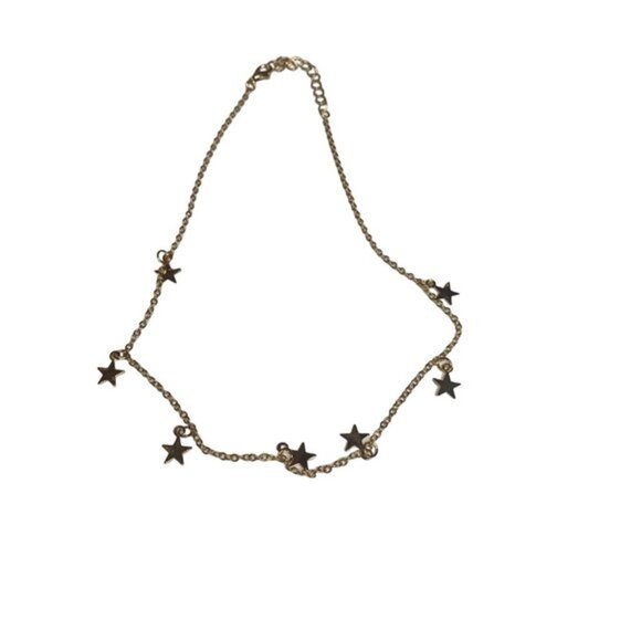 Simple Women’s Choker Chain Star Necklace Gold Tone - Picture 1 of 6